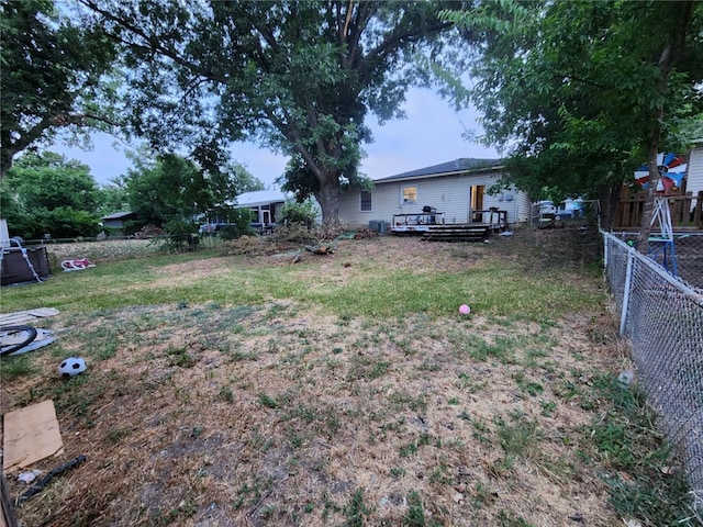 view of yard featuring a deck