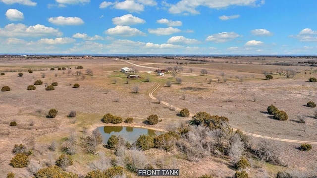 bird's eye view with a rural view and a water view