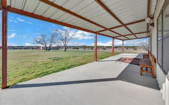 view of patio / terrace with a rural view