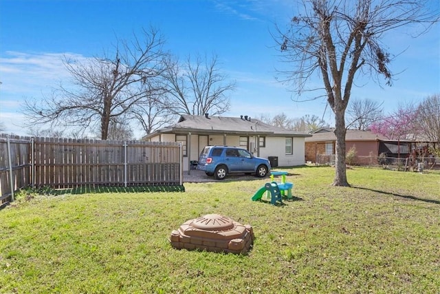 view of yard with fence