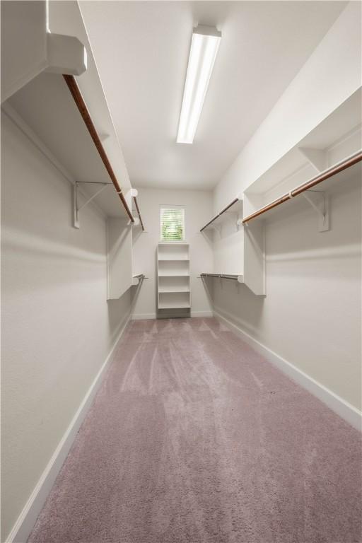 spacious closet featuring light carpet