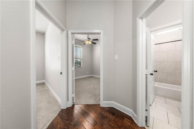 corridor featuring wood-type flooring