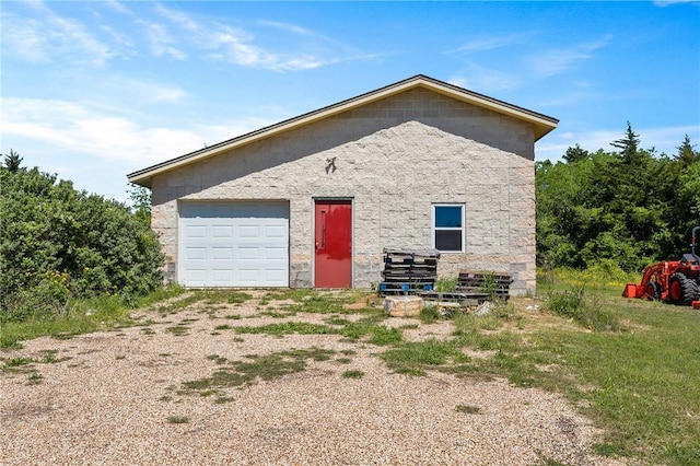 rear view of house with a garage