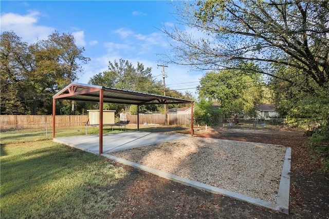 exterior space with a storage unit