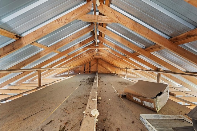 view of unfinished attic