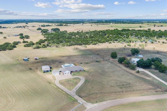 bird's eye view with a rural view