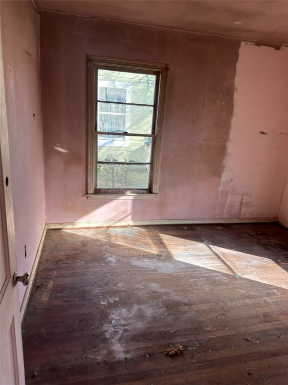 empty room with plenty of natural light and dark hardwood / wood-style floors