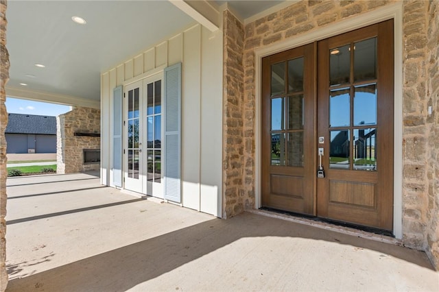 doorway to property with french doors