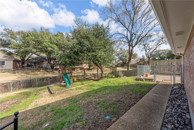 view of yard with a playground