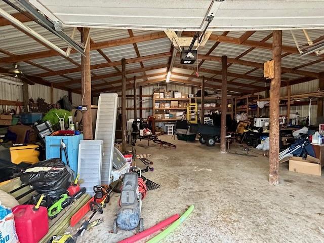 garage with a garage door opener