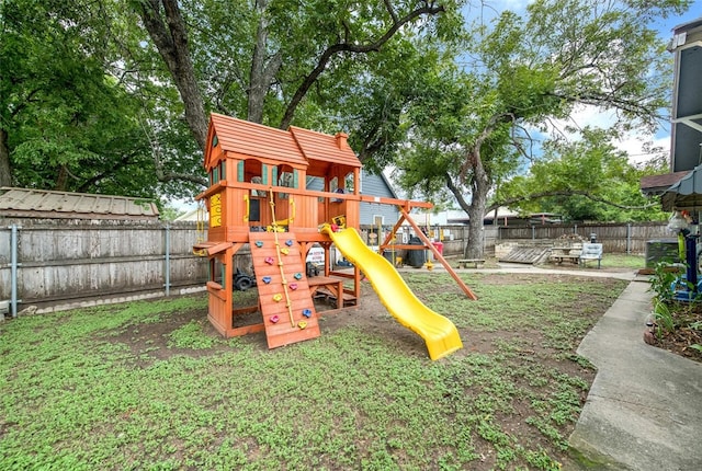 view of play area with a lawn