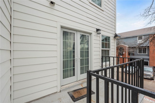 doorway to property featuring french doors and a balcony