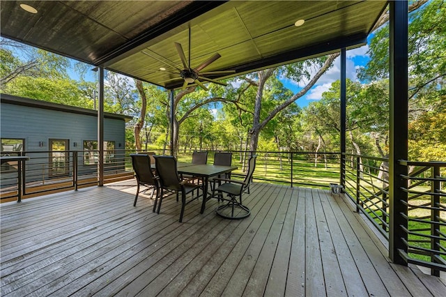 sunroom / solarium with a wealth of natural light and ceiling fan