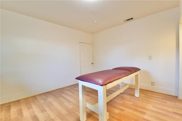 unfurnished dining area with light hardwood / wood-style flooring