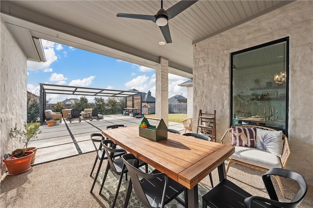 view of patio / terrace featuring ceiling fan