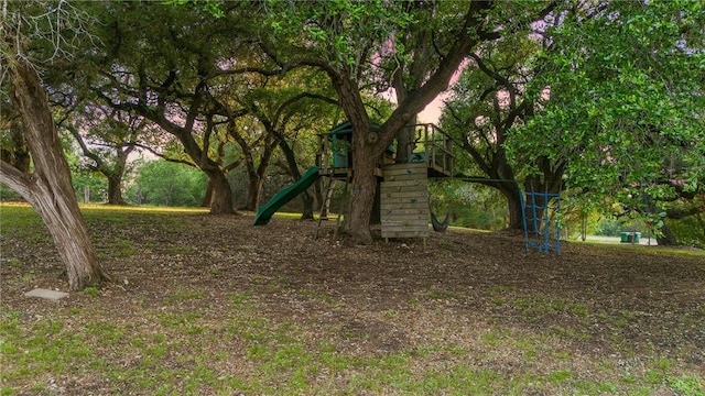 view of yard with a playground