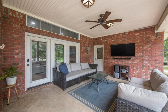 view of patio / terrace featuring an outdoor living space and ceiling fan