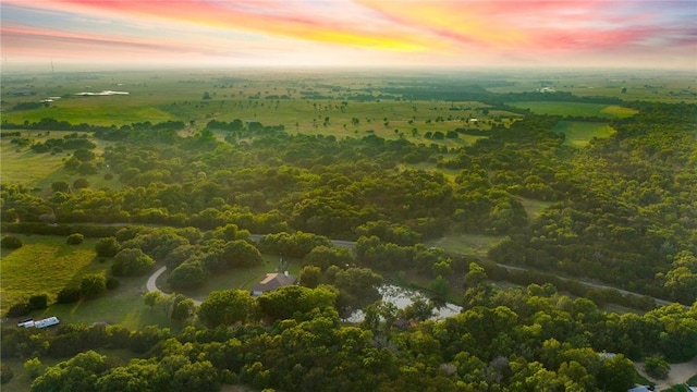 view of aerial view at dusk