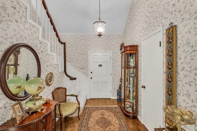 foyer with dark hardwood / wood-style flooring