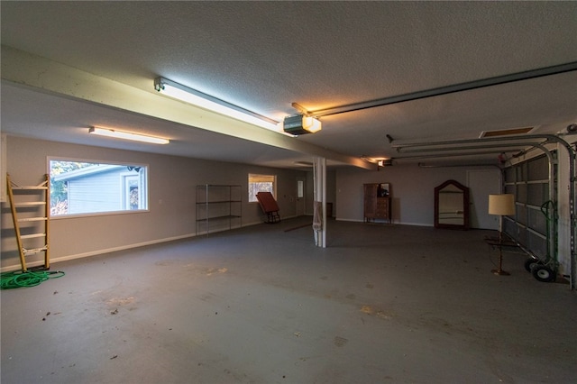 basement with a textured ceiling