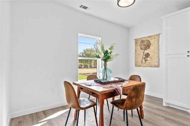 dining room with light hardwood / wood-style floors