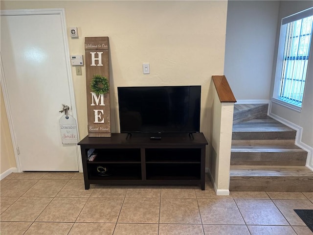 view of tiled living room