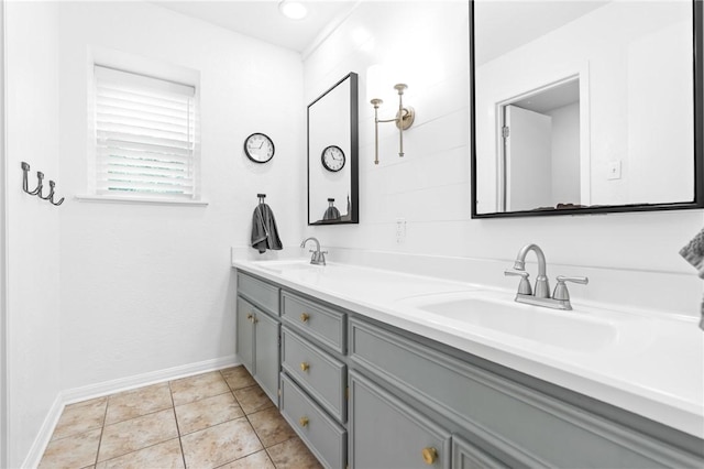 bathroom featuring tile patterned flooring and vanity