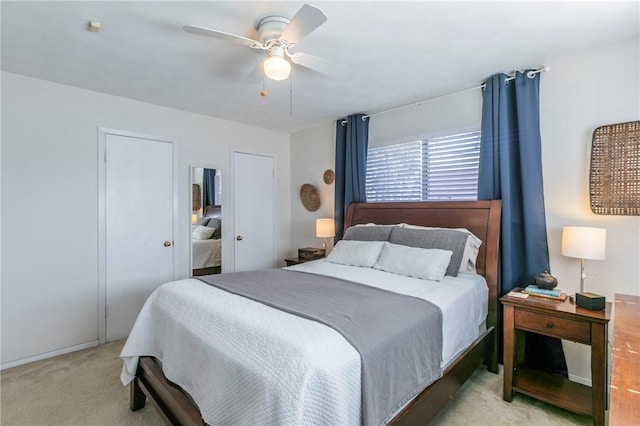 bedroom featuring carpet floors and a ceiling fan