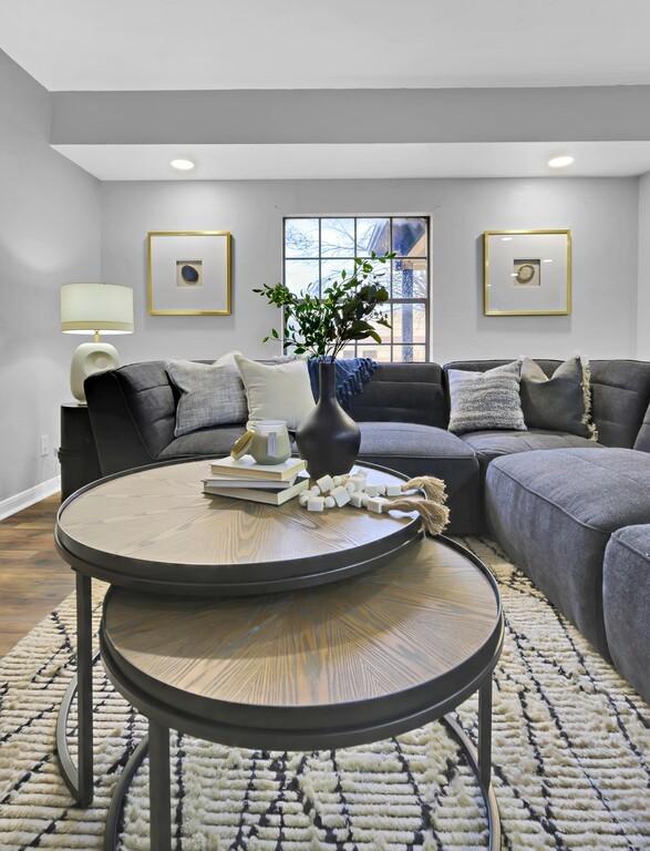 living room with hardwood / wood-style floors