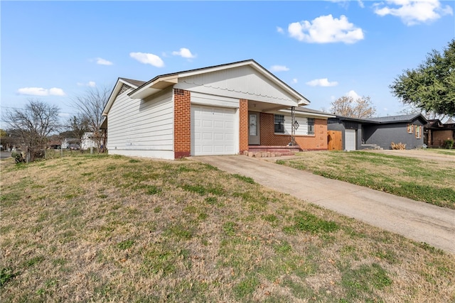 ranch-style house with a front lawn and a garage