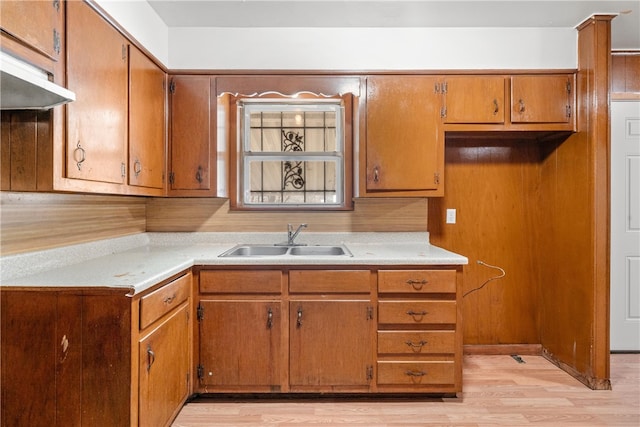 kitchen with light wood-type flooring and sink