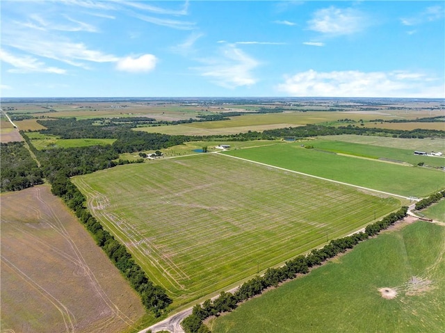 birds eye view of property with a rural view