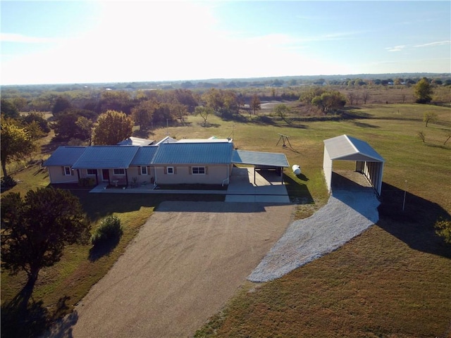 aerial view featuring a rural view