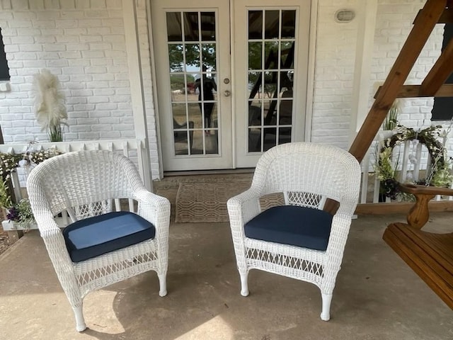 view of patio featuring french doors