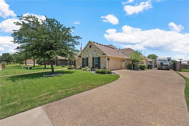 view of front of property featuring a garage and a front yard