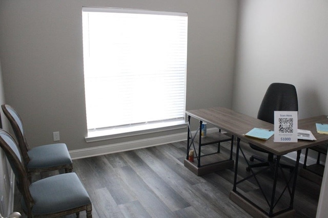 office area featuring dark hardwood / wood-style floors and a healthy amount of sunlight