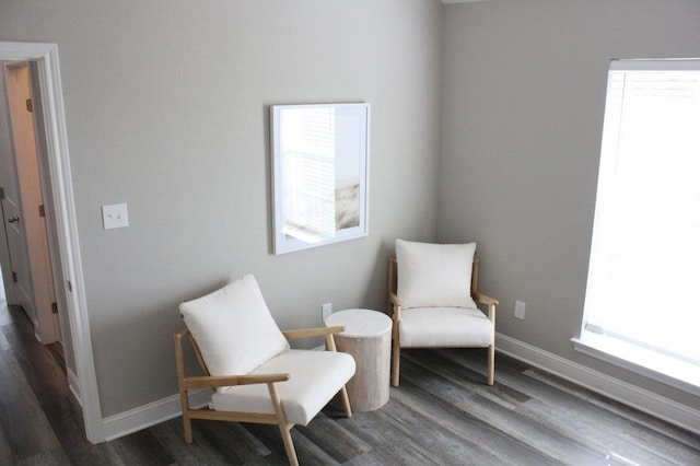 sitting room featuring dark hardwood / wood-style flooring