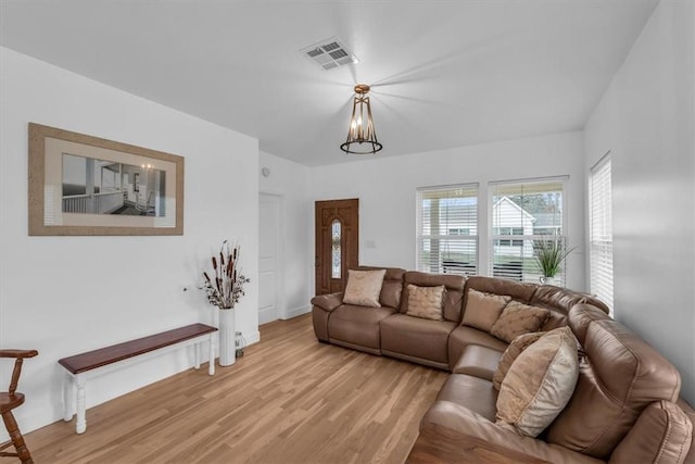 living room with light wood-type flooring