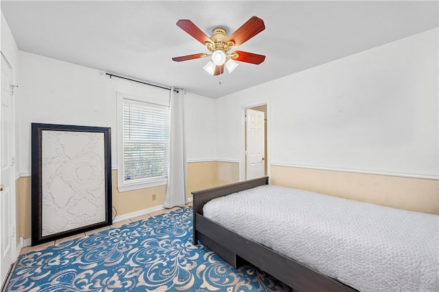 bedroom featuring ceiling fan