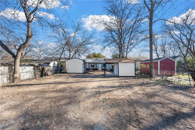 exterior space featuring a storage shed