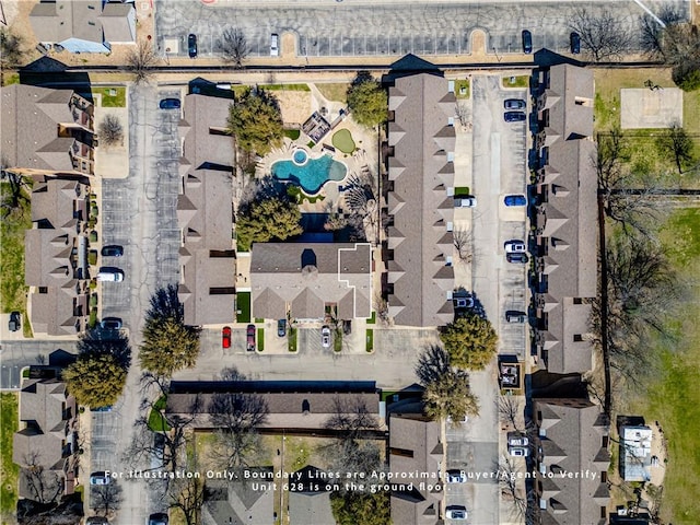 drone / aerial view with a residential view