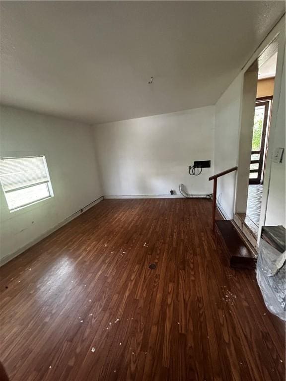 interior space with dark hardwood / wood-style floors