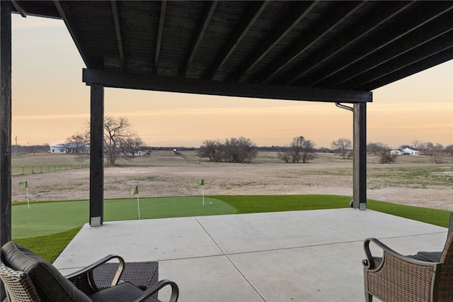 view of patio with a rural view