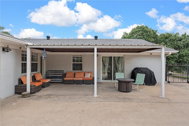 view of patio / terrace featuring outdoor lounge area and area for grilling