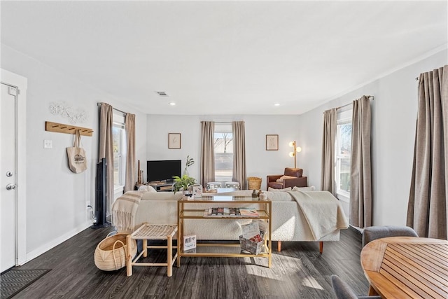 bedroom featuring dark hardwood / wood-style floors