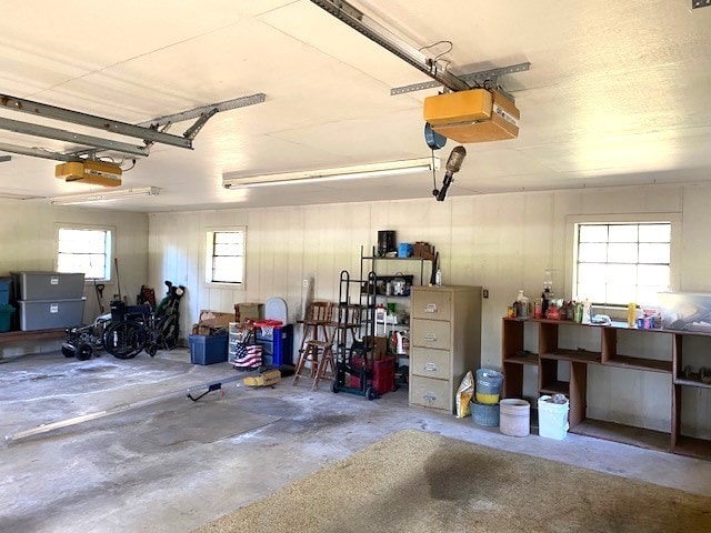 garage with a garage door opener