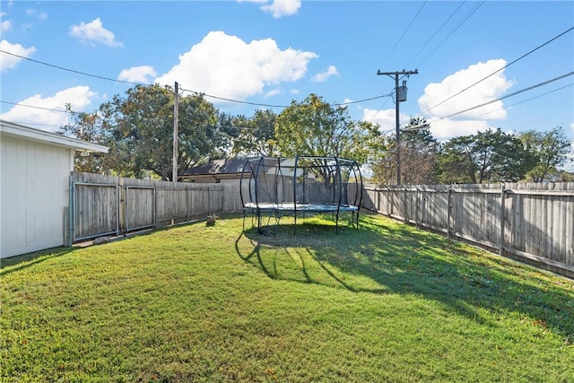 view of yard featuring a trampoline