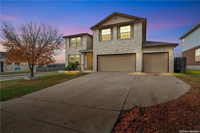 view of property featuring a garage