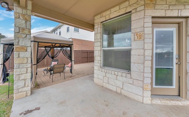 view of patio featuring a gazebo