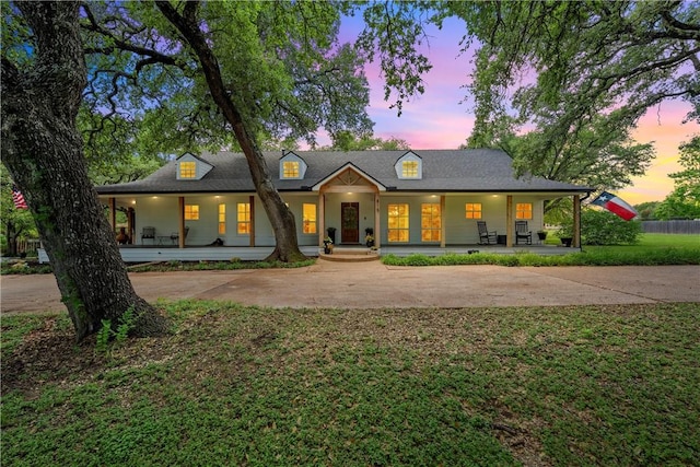 view of front of home featuring covered porch